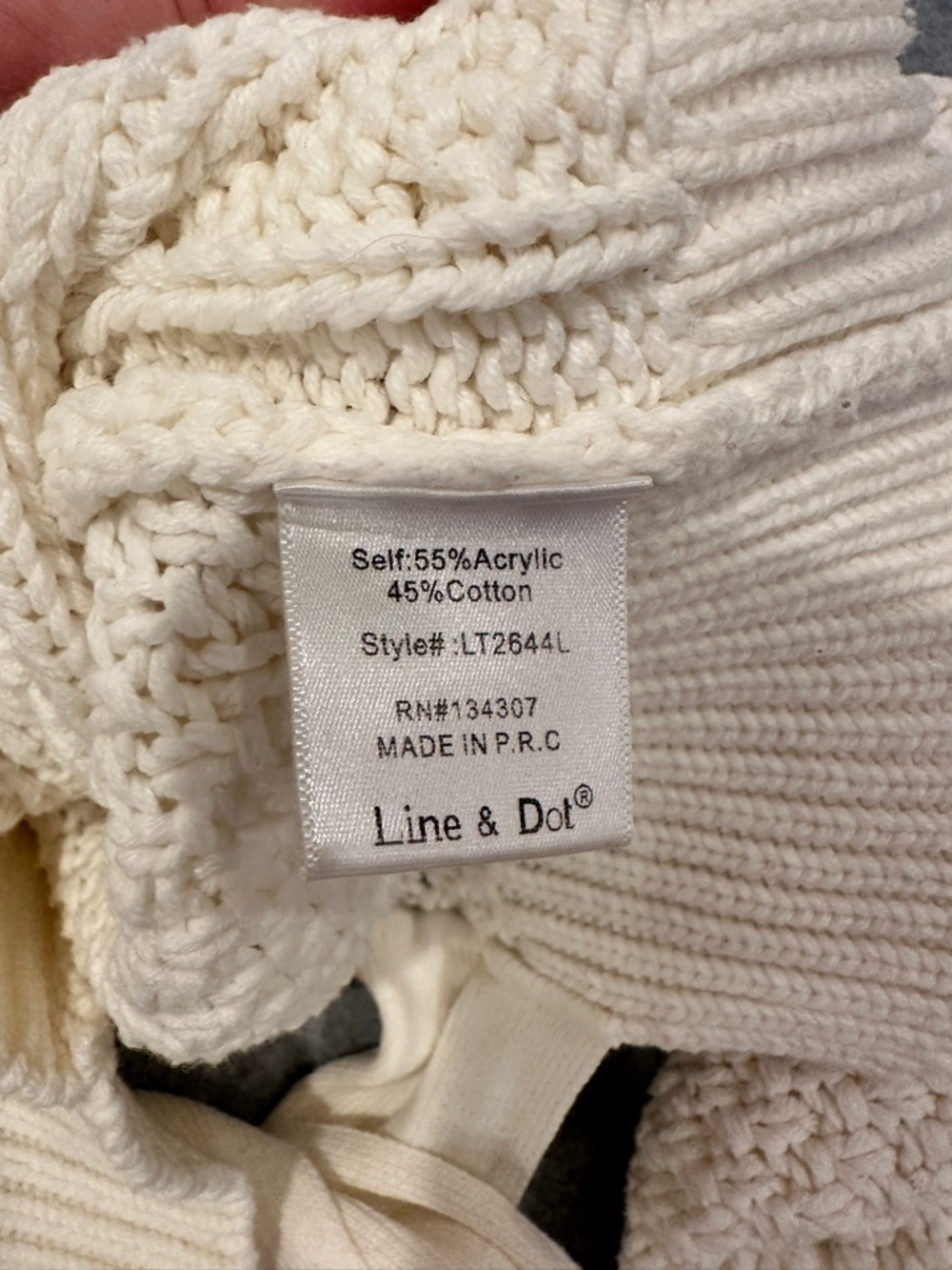 Line & Dot Ivory Cable Knit Crewneck Sweater - Picture 5 of 8